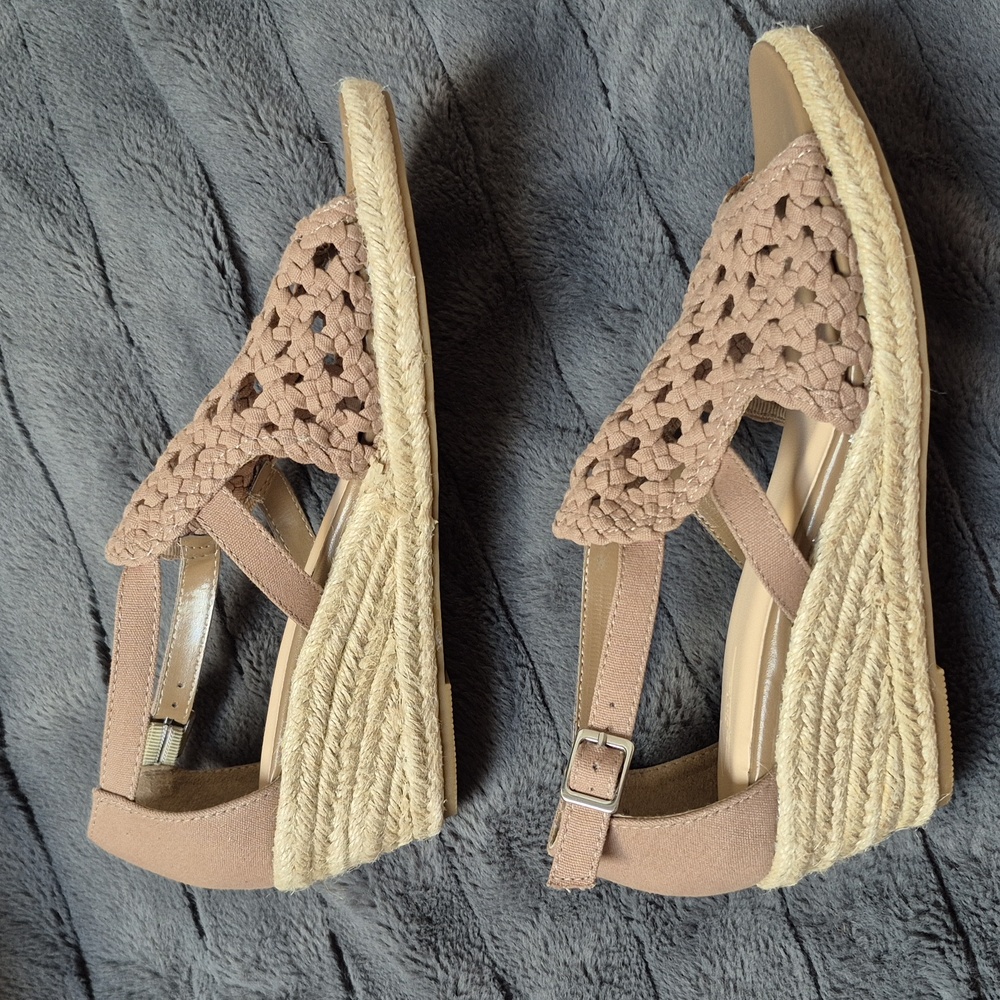 Soft Moc EMMY-2 Khaki Woven Wedge Sandals Size 8, New W Tags - Picture 13 of 15